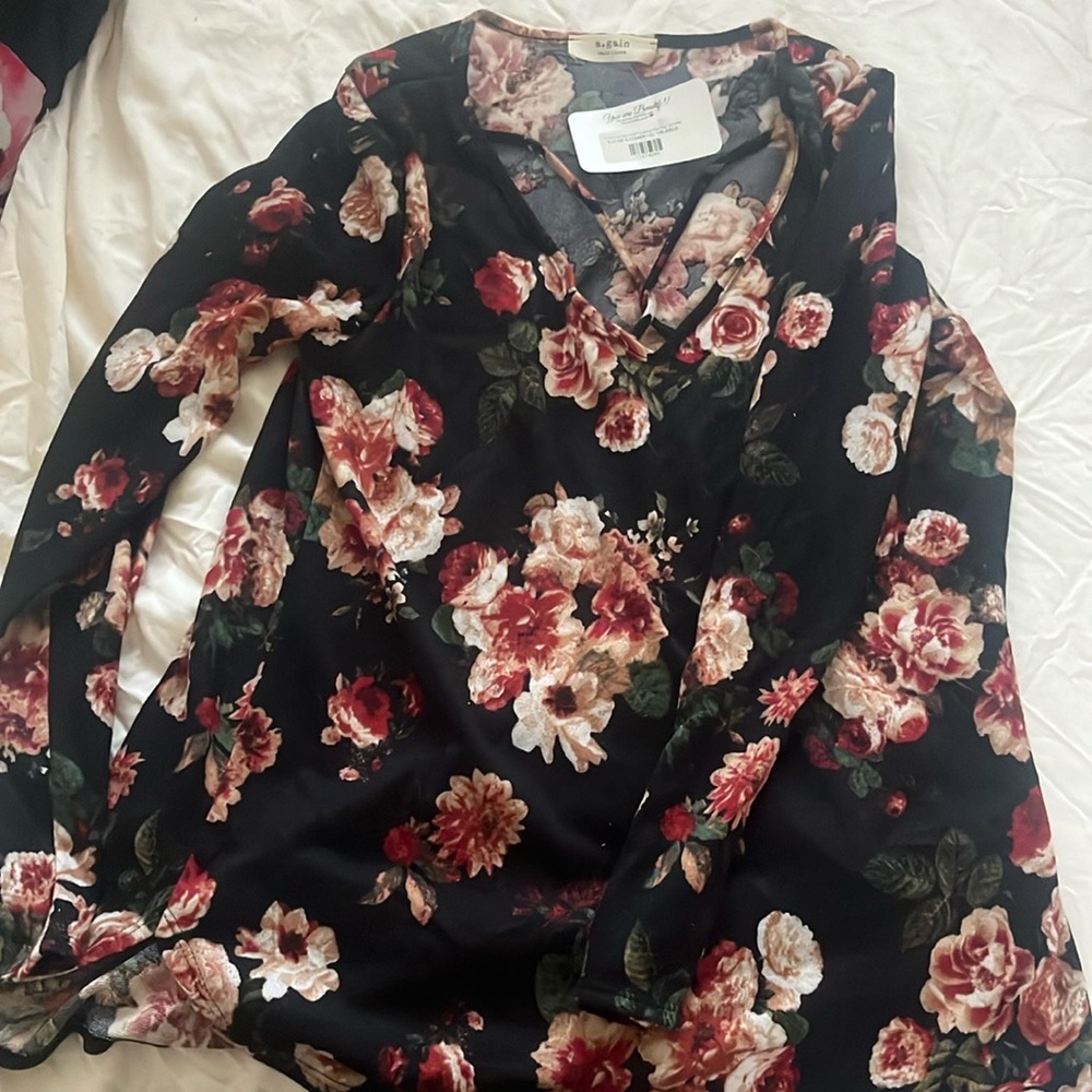 Floral V-Neck Women's Top